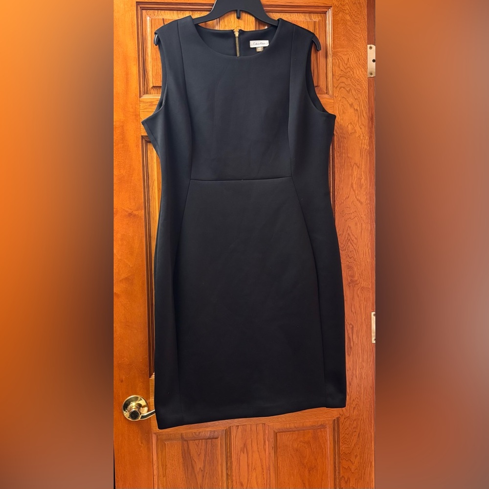 Calvin Klein womens black sheath formal cocktail dress Sz 16